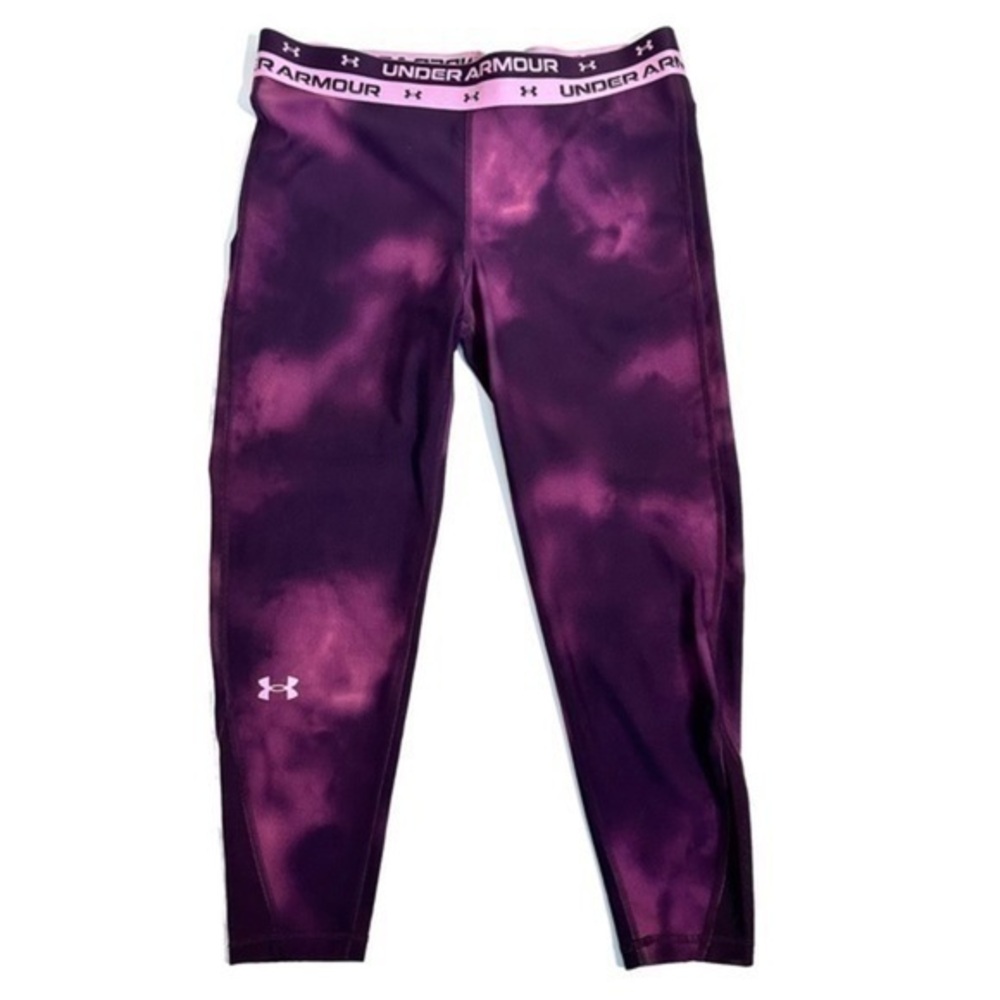 NWT Under Armour Girls Purple Pink Tie Dye Elastic Waist Leggings Size Youth XL‎